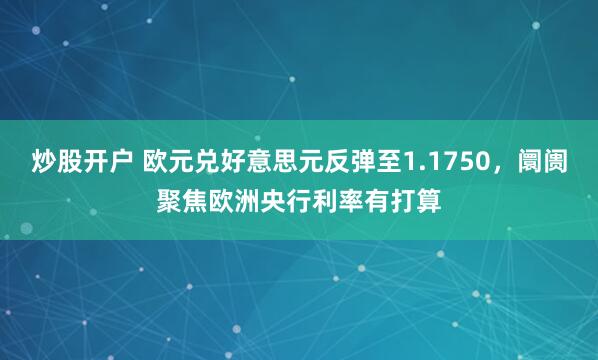 炒股开户 欧元兑好意思元反弹至1.1750，阛阓聚焦欧洲央行利率有打算