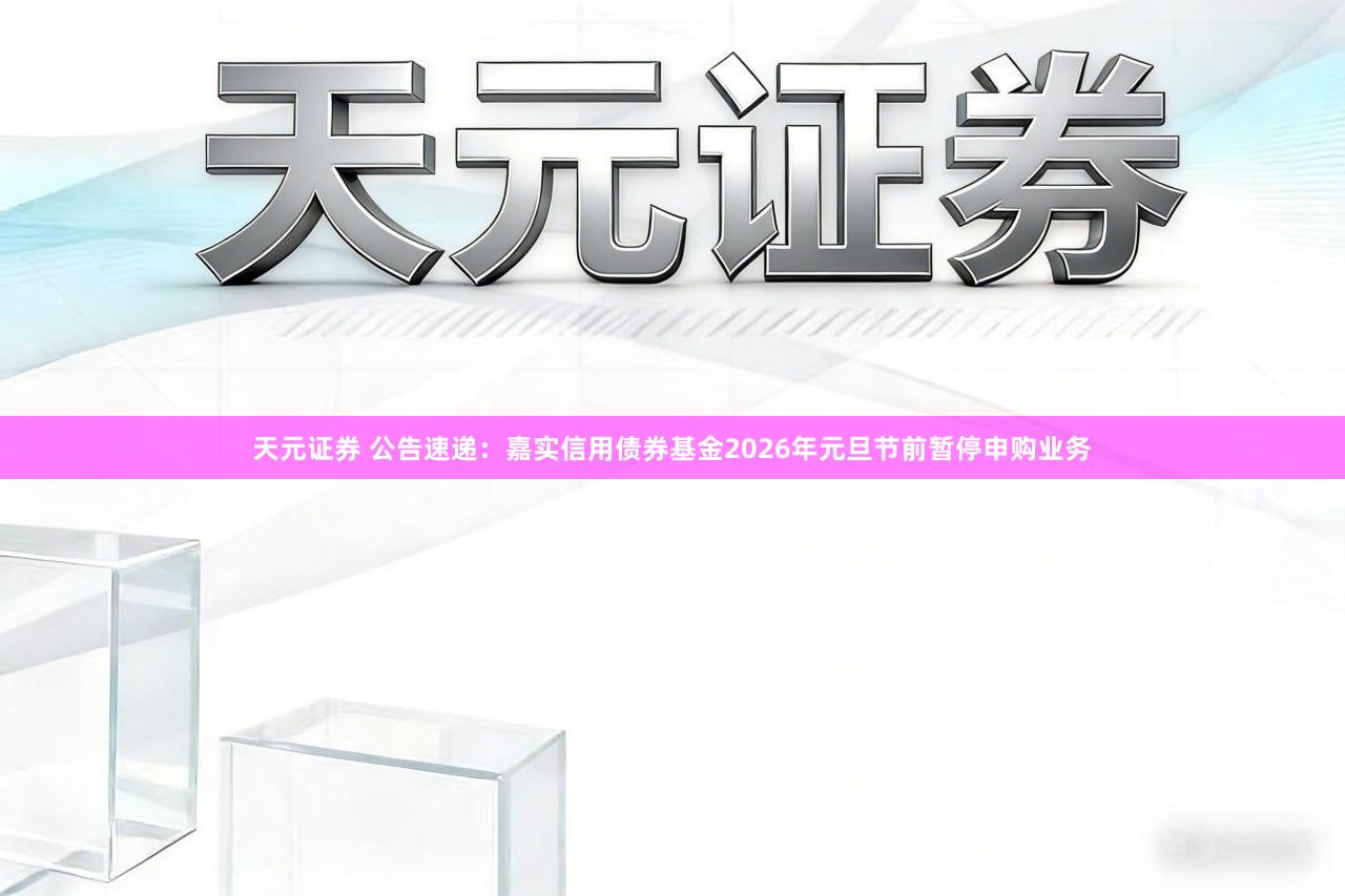 天元证券 公告速递：嘉实信用债券基金2026年元旦节前暂停申购业务