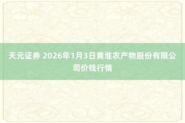 天元证券 2026年1月3日黄淮农产物股份有限公司价钱行情
